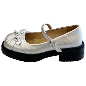Xingdiman Женские туфли Мэри Джейн на массивном каблуке серебристые, цвет Silver