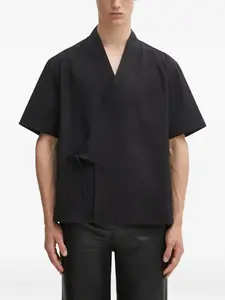 Рубашка с короткими рукавами и завязками Kenzo, черный