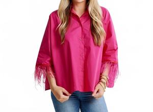 Топ-свитер Abby Swing с перьями в ярко-розовом цвете Caryn Lawn