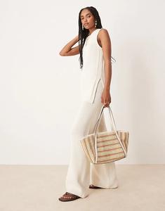 Широкие брюки из плотной трикотажной ткани ASOS DESIGN цвета «песок»