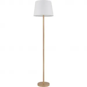 Торшер JORIS E27 1 шт. Торшер, текстиль, гостиная, спальня, ножной выключатель Nowa, Holzfarben