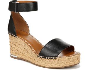 Сандалии Franco Sarto Clemens Raffia Espadrille Wedge Heel, цвет Black Leather