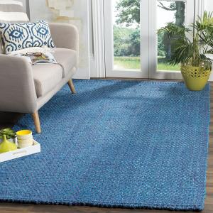 Ковер SAFAVIEH, 153 x 244 см, Natural Fiber Collection, Blue, ручной работы из джута, идеален для помещений с высокой проходимостью в гостиной, спальне (NF262C)