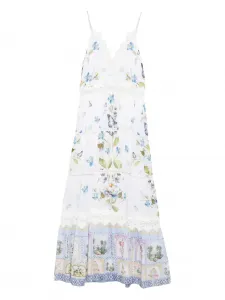 Ярусное платье с цветочным кружевом Camilla, белый