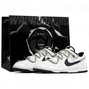 Dunk Wan Hua Nong, Bai Ze, Shopping Bag, устойчивые к истиранию, низкие кеды для скейтбординга Unisex бело-серые Nike, белый серый