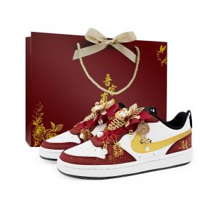 Nike Court Borough 2 с амортизацией, износостойкие низкие кроссовки для скейтбординга унисекс красные золотые