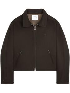 Courrèges шерстяная куртка с нашивкой-логотипом, коричневый