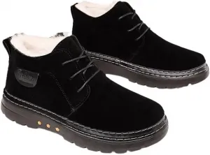 Мужские зимние ботинки Теплые снегоступы Ручная строчка Противоскользящие утепленные ботинки, толстая плюшевая подкладка Водонепроницаемая обувь для улицы в холодную погоду для прогулок, работы, походов Qacksv, черный