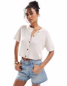 Кардиган Brave Soul с короткими рукавами в цвете «кремовый»