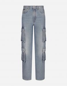 Джинсы-карго из хлопкового денима Dolce & Gabbana, мультиколор