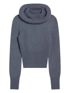 Свитер с высоким воротником и капюшоном Alaïa, серый