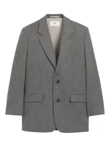 Шерстяной блейзер с меланжевым эффектом AMI Paris, серый