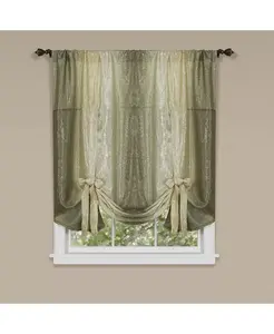 Полупрозрачная штора-занавеска Royal Ombre с завязками, жатая, на одно окно, 50 дюймов (ширина) x 63 дюйма (длина) Goodgram, sage