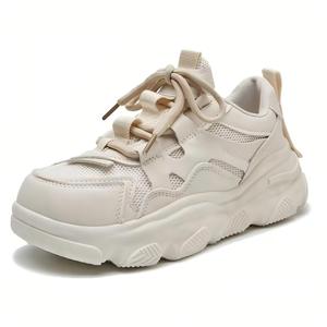 BINGO DUCK Кремовые женские кроссовки с защитой от скольжения, дышащие, с низким верхом и массивной подошвой, цвет Cream