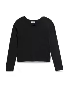 Детская блузка с длинными рукавами, кружевной отделкой и манжетами, для девочек (подходящая для подростков). Splendid, черный