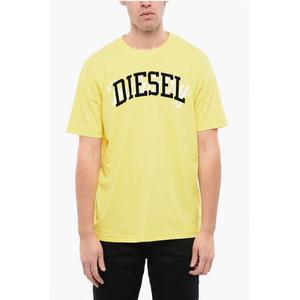 RED TAG Хлопковая футболка T-JUST-N10 с круглым вырезом и бархатным логотипом Diesel, Yellow