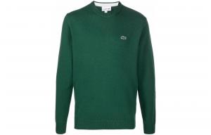 Шерстяной свитер с круглым вырезом LACOSTE, зеленый