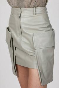 Мини-юбка из кожи с карманами в оттенке свежий бриз ZEYNEP ARCAY, Fresh Breeze