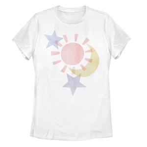 Детская футболка с рисунком Sun Moon Star Galactic, белый