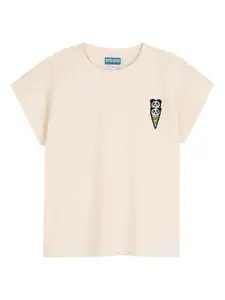 Футболка с вышитым рисунком Kenzo Kids, нейтральный