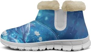 Женские зимние ботинки Howilath с принтом дельфинов, сапоги для снега, пушистые ботинки с противоскользящей подошвой, ботильоны на молнии, Cute Dolphins