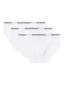 Брифы с логотипом (набор из трех штук) Emporio Armani, белый