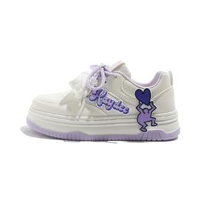 Износостойкие и легкие низкие скейтерские кроссовки женские белые фиолетовые BEIER