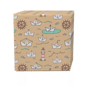 Набор салфеток из 4 шт., 100% хлопок, 20x20 дюймов, каракули с морским рисунком