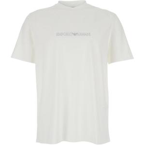 EMPORIO ARMANI Футболка мужская белая с круглым вырезом умеренно прямого кроя