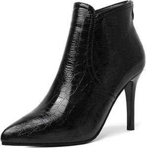 Женские кожаные ботильоны с острым носком на высоком каблуке-стилетто, с задней молнией, модные, удобные, короткие ботинки для деловой встречи, свидания или свадьбы NXNBHSL, Black Lines