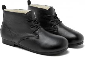 Зимние ботинки для женщин на снег с комфортной посадкой, из натуральной кожи, с круглым носком, плоской подошвой, короткие, с теплой подкладкой из меха, на шнуровке, ботильоны WONGXWAY, Black