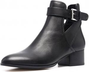 Женские ботильоны YDN с округлым носком, на щиколотку, с невысоким массивным каблуком, короткие ботинки с вырезами и пряжкой, повседневная обувь, размеры 4-15 США, Black