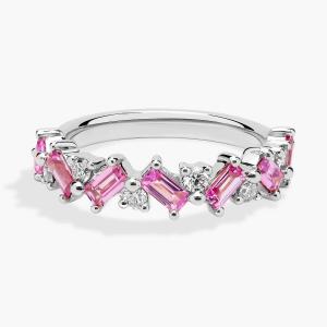 Романтическое изумрудно-розовое сапфировое и бриллиантовое кольцо из платины Blue Nile