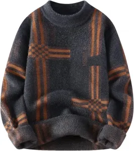 Мужской свитер с круглым вырезом, уютный и теплый