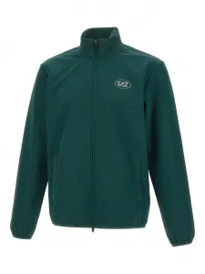 Свитшот с принтом-логотипом на молнии Ea7 Emporio Armani, зеленый