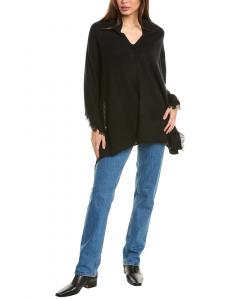 Amicale Кашемировое пончо с бахромой, черный