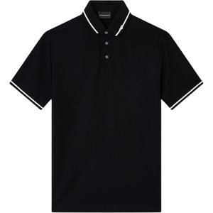 Пике поло с микро-вышивкой Eagle и отделкой EMPORIO ARMANI, черный