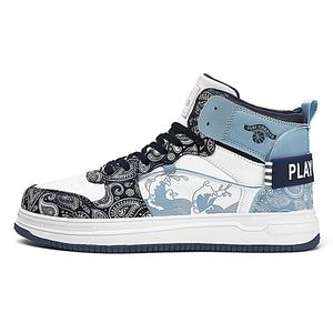 Кроссовки Flower Cobbler/PLAY COBBLER Skateboarding Shoes Men High-top, белый/синий