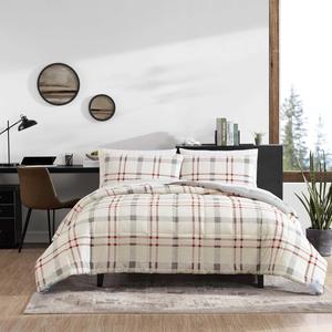 Комплект постельного белья Eddie Bauer Home Portage Bay Collection: 100% хлопок, мягкий и уютный, высококачественный клетчатый пододеяльник с наволочкой в ​​тон, машинная стирка, 3 предмета, размер King, серый, Grey