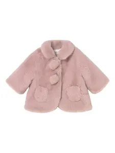 Шуба из искусственного меха с помпонами Mayoral, розовый