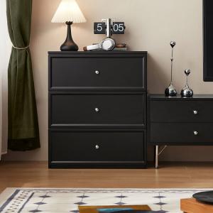 Lin'S Home Furnishing Комод 60х40х80 см для гостиной и спальни настенный, 3 ящика, черный, современный минимализм