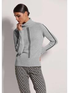 MADELEINE Современный шерстяной свитер с ажурным узором в графитово-черно-меланжевой цветовой гамме