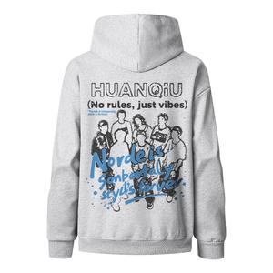 Толстовка Unisex Hooded Moderate Heavyweight HUANQIU, белый heather серый