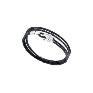 Браслет Dada Arrigoni Happy frog из черной кожи и белого золота с бриллиантами