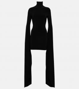 Мини-платье из джерси с высоким воротником Norma Kamali, черный