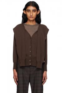 Кардиган с рукавами, многослойный Open Yy, коричневый