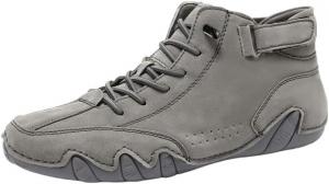 Унисекс Винтажные Высокие Кеды с Мягкой Подошвой, Уличного Стиля, Сшитый Дизайн, Удобные для Ходьбы и Походов, Ботинки на Шнуровке для Женщин Hhhchpm, Grey