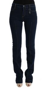 Шикарные расклешенные хлопковые джинсы синего цвета Costume National