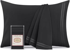 Mellanni Наволочки, комплект из 2 штук, размер 51x76 см, застежка-конверт, роскошные, очень мягкие, охлаждающие, черный цвет