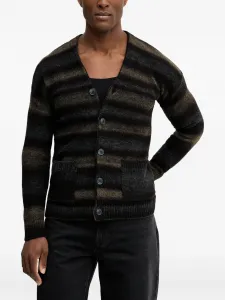 Кардиган с карманом и полосатым узором Benetton, черный